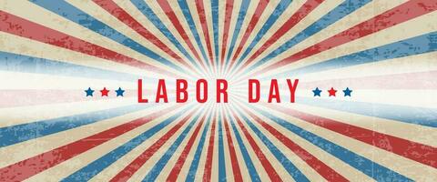 Labor Day banner retro vintage greeting card. Illustration of an American national holiday with a US flag. vector