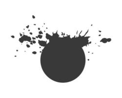 Round spot with splashes, an explosion of paint, drops, splashes coming from circle. Design element. Watercolor, isolated, white background. vector