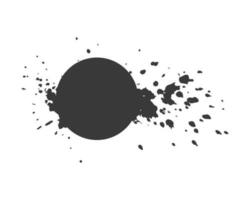 Round spot with splashes, an explosion of paint, drops, splashes coming from circle. Design element. Watercolor, isolated, white background. vector