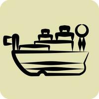 Icon USS Missouri. related to Hawaii symbol. hand drawn style. simple design editable. vector