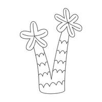 Hand drawn linear vector illustration of a palm tree