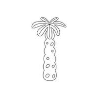 Hand drawn linear vector illustration of a palm tree