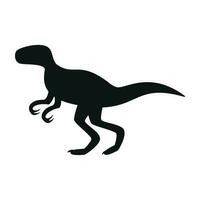 Flat vector silhouette illustration of velociraptor dinosaur