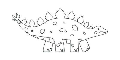 Hand drawn linear vector illustration of stegosaurus dinosaur