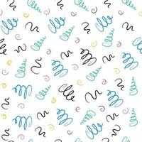 Pattern seamless multicolored squiggles. Cheerful background with springs in doodle style. Vector playful confetti texture