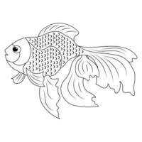 contorno de pescado para colorante. velo lineal ilustración. negro y blanco imagen de un acuario pez de colores vector