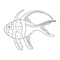 Contour illustration of fish with patterns.Vector coloring book for children. Underwater abode of sea vector