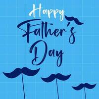 Happy father's day social media post template or greeting card in blue color vector