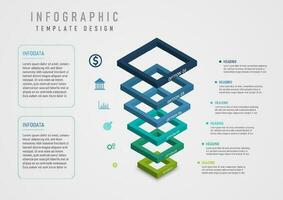 3d options infographic template square perspective multi color vertical left icon right letter gray gradient background design for business, product, marketing, finance, project, investment vector