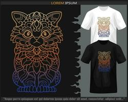 degradado vistoso de gato mandala letras aislado en negro y blanco t camisa. vector