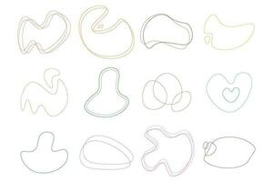Abstract blob round line shapes set. collection of random line art, irregular line organic shape. Vector illustration