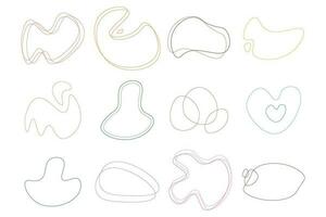 Abstract blob round line shapes set. collection of random line art, irregular line organic shape. Vector illustration