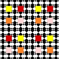 black and white seamless pattern with colorful shapes vector
