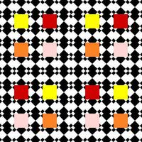 black and white seamless pattern with colorful shapes vector