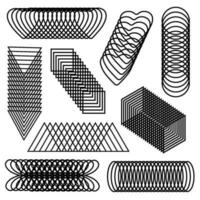 mezclado y multiplicado intersectando objetos. vector ilustración de resumen contorno elementos. suave transición de lineal geométrico formas dibujo de contorno óptico efectos