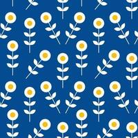 Modern seamless pattern with flowers in trendy colors. Vector illustration. Dark floral background with plant elements.