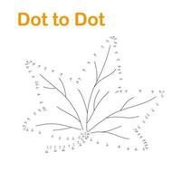 Autumn leaf dot to dot worksheet fun educational game or leisure activity, vector illustration
