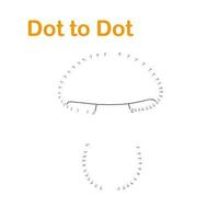 Autumn mushroom dot to dot worksheet fun educational game or leisure activity, vector illustration