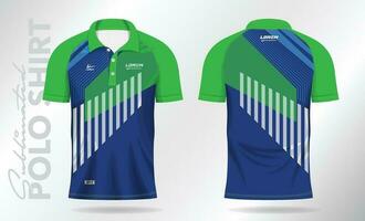 blue green sublimation Polo Shirt mockup template design for badminton jersey, tennis, soccer, football or sport uniform vector