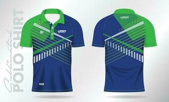 blue green sublimation Polo Shirt mockup template design for badminton jersey, tennis, soccer, football or sport uniform vector