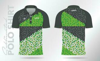negro verde sublimación polo camisa Bosquejo modelo diseño para bádminton jersey, tenis, fútbol, fútbol americano o deporte uniforme vector