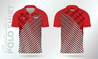 red sublimation Polo Shirt mockup template design for badminton jersey, tennis, soccer, football or sport uniform vector