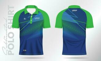 blue green sublimation Polo Shirt mockup template design for badminton jersey, tennis, soccer, football or sport uniform vector