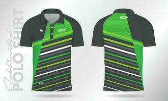 negro verde sublimación polo camisa Bosquejo modelo diseño para bádminton jersey, tenis, fútbol, fútbol americano o deporte uniforme vector