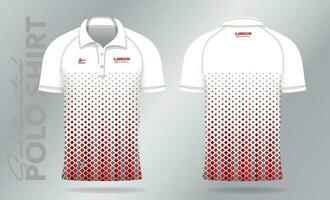 red sublimation Polo Shirt mockup template design for badminton jersey, tennis, soccer, football or sport uniform vector