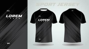 black soccer jersey or football jersey template design for sportswear. Football t-shirt mockup vector