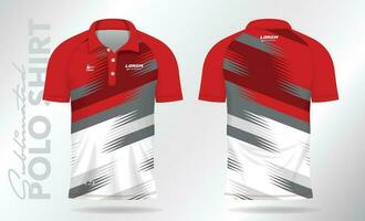 red sublimation Polo Shirt mockup template design for badminton jersey, tennis, soccer, football or sport uniform vector