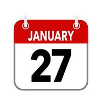 27 January, calendar date icon on white background. vector