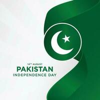 14to agosto contento independencia día Pakistán con ondulación bandera. vector ilustración diseño