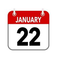 22 January, calendar date icon on white background. vector