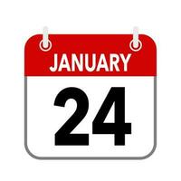 24 January, calendar date icon on white background. vector