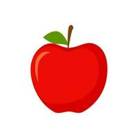 manzana roja con hoja aislada sobre fondo blanco. vector