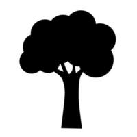 negro árbol silueta icono en blanco antecedentes. vector