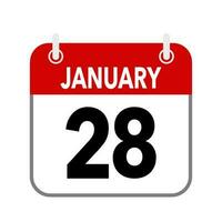 28 January, calendar date icon on white background. vector