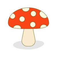 Cute mushroom character in a kawaii style on white background. vector