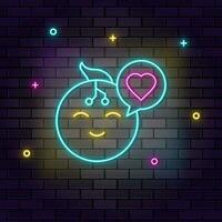 Intelligence, robot, love icon , neon on wall. Dark background brick wall neon icon. vector