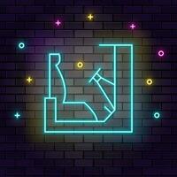 Seat racing game controller neon on wall. Dark background brick wall neon icon. vector