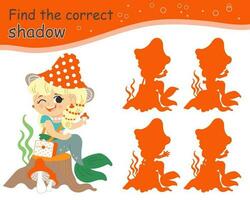 Find the correct shadow mermaid with mushrooms vector