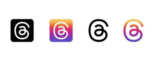 Threads app vector logo. Threads this is a new social network by Instagram. Black color and instagram gradient logotype. Threads from Meta as a replacement for twitter