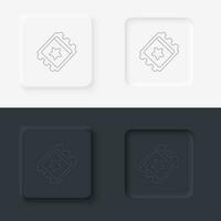 Ticked retro arcade. Neumorphic style button line icon. vector