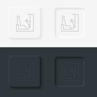 Seat racing game controller. Neumorphic style button line icon. vector