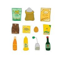 Set of Baking and Cooking ingredients in the kitchen vector