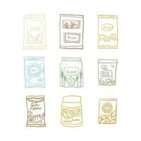 Set of Line Art Food Ingredients for Cooking and Baking vector