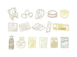 Set of Line Art Food Ingredients for Cooking and Baking vector