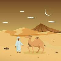camel and desert vector