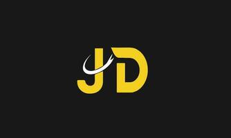 DJ or JD and D or J Letter Initial Logo Design, Vector Template